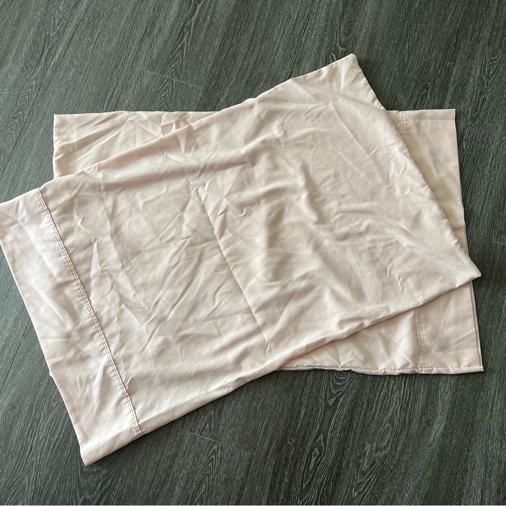 Two Pale Pink Pillow Cases